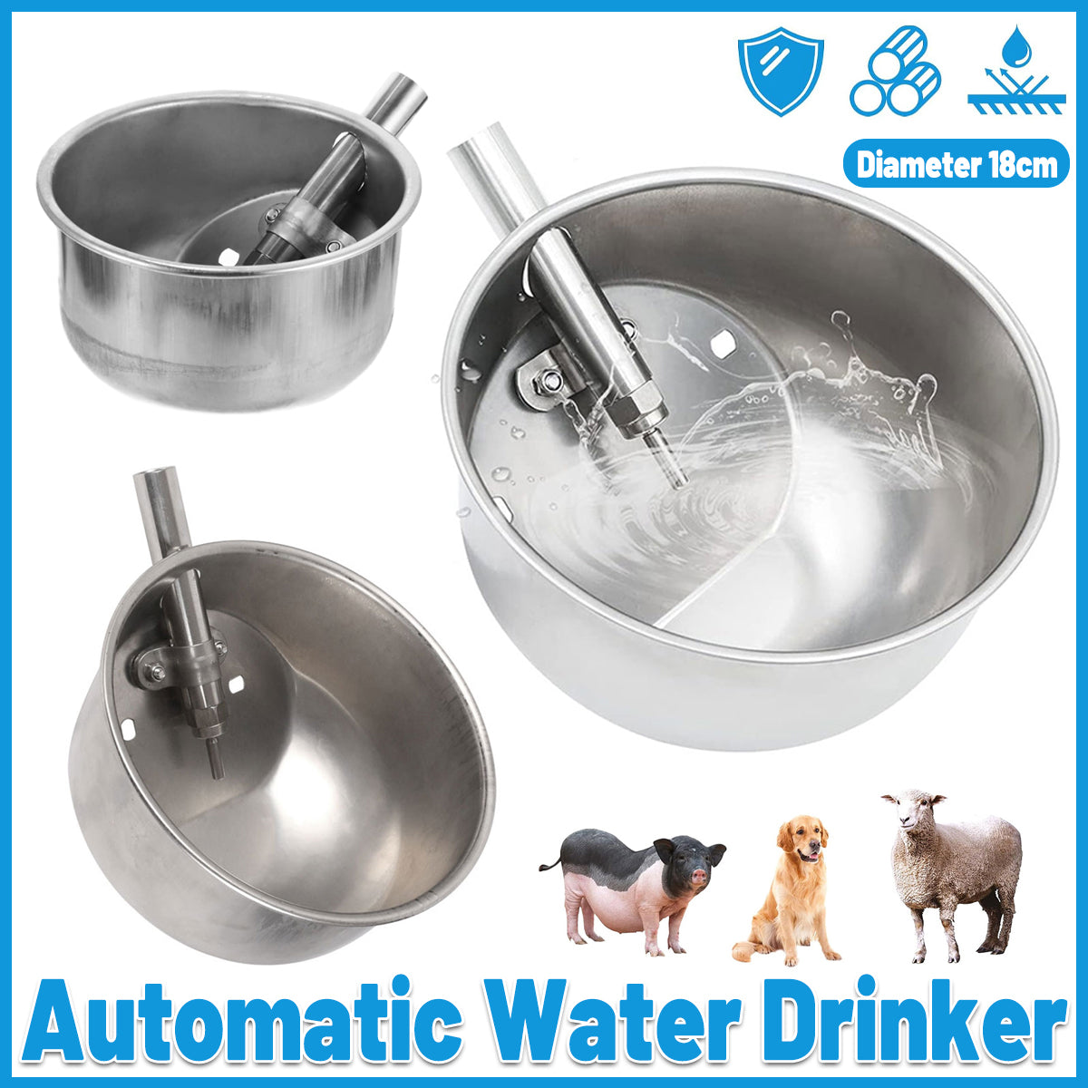 Stainless Steel Pig Drinking Bowl Automatic Refill