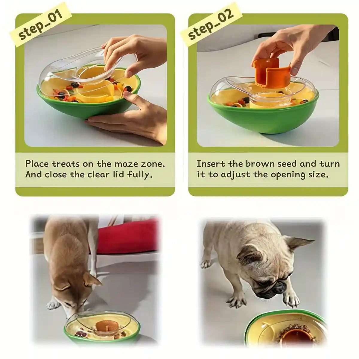 Avocado Dog Slow Feeder Treat Puzzle Toy