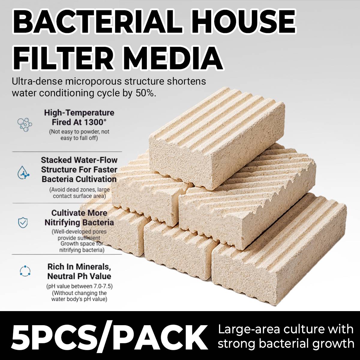 Bacteria House Filter Media 5PCS - Aquarium Bio-Ceramic Rings