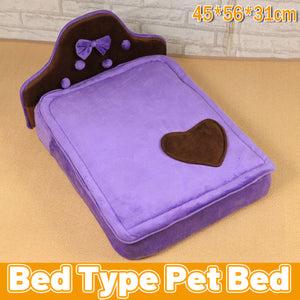 Plush Pet Bed Sofa With Removable Cushion