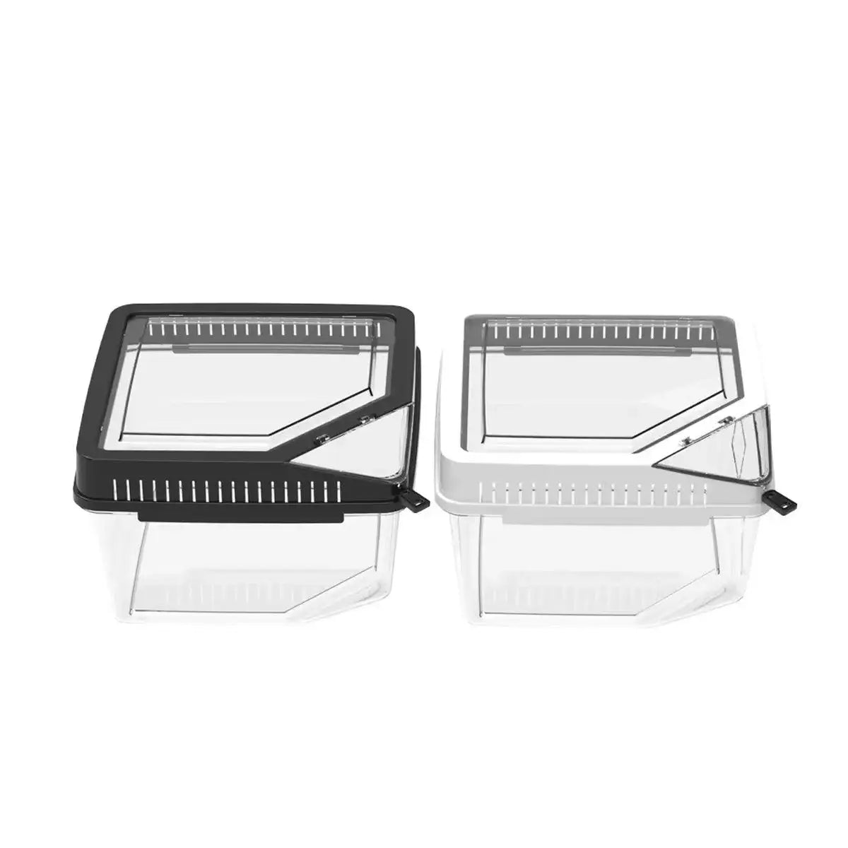 Clear Reptile Feeder Box With Locking Lid & Thermometer Slot