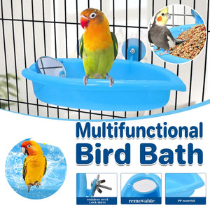 Hanging bird bath with mirror for small birds