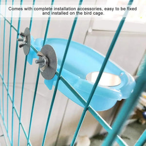 Space-Saving Cage Feeder with Hanging Bird Bath and Mirror