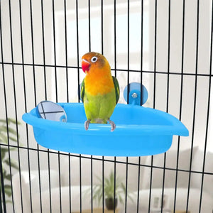 Space-Saving Cage Feeder with Hanging Bird Bath and Mirror