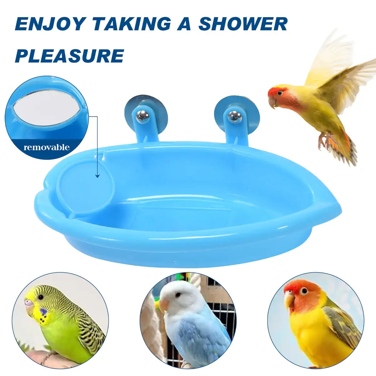 Space-Saving Cage Feeder with Hanging Bird Bath and Mirror