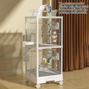 Modern Large Bird Cage with Acrylic Panels and Skylight Playtop