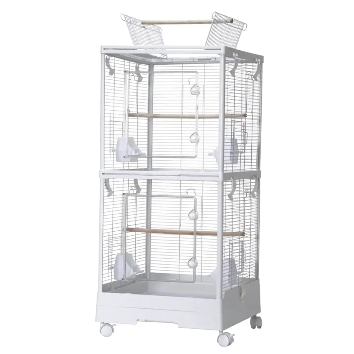 Modern Large Bird Cage with Acrylic Panels and Skylight Playtop