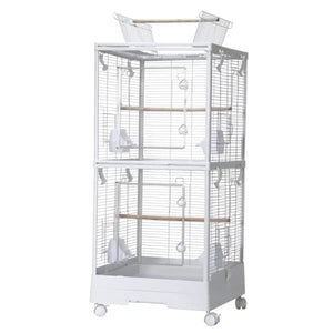 Modern Large Bird Cage with Acrylic Panels and Skylight Playtop