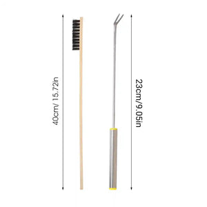 Bird Cage Cleaning Brush Set Stainless Steel & Bamboo Wire Brush Tools