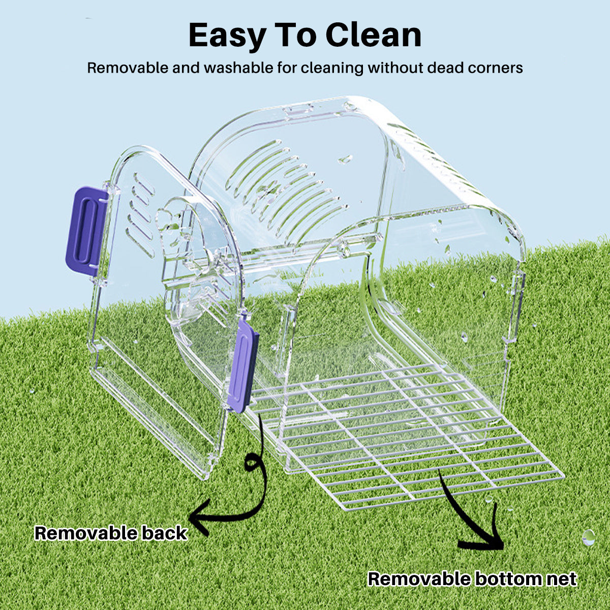 Transparent Portable Bird Cage Travel Cage with Cover & Easy Cleaning Design