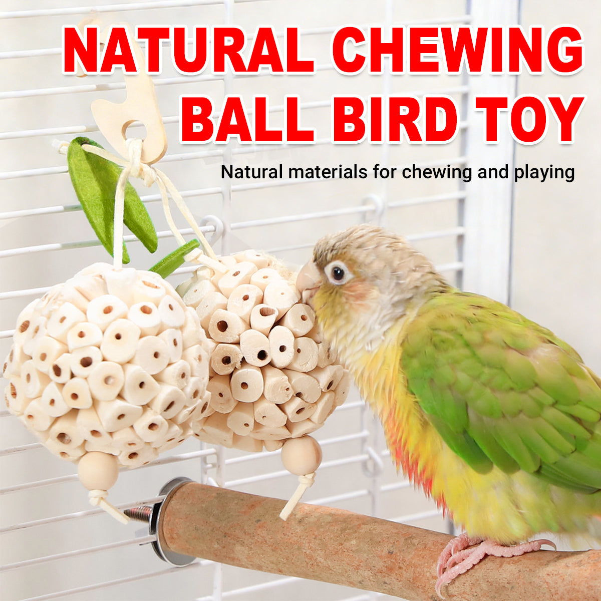 Natural Chewing Ball Bird Toy