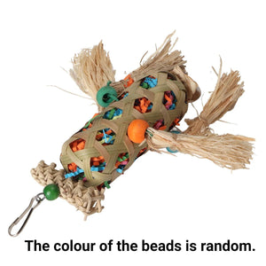 Natural Foraging Bird Chew Toy | Hanging Cage Accessory for Parrots