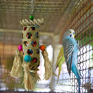 Natural Foraging Bird Chew Toy | Hanging Cage Accessory for Parrots