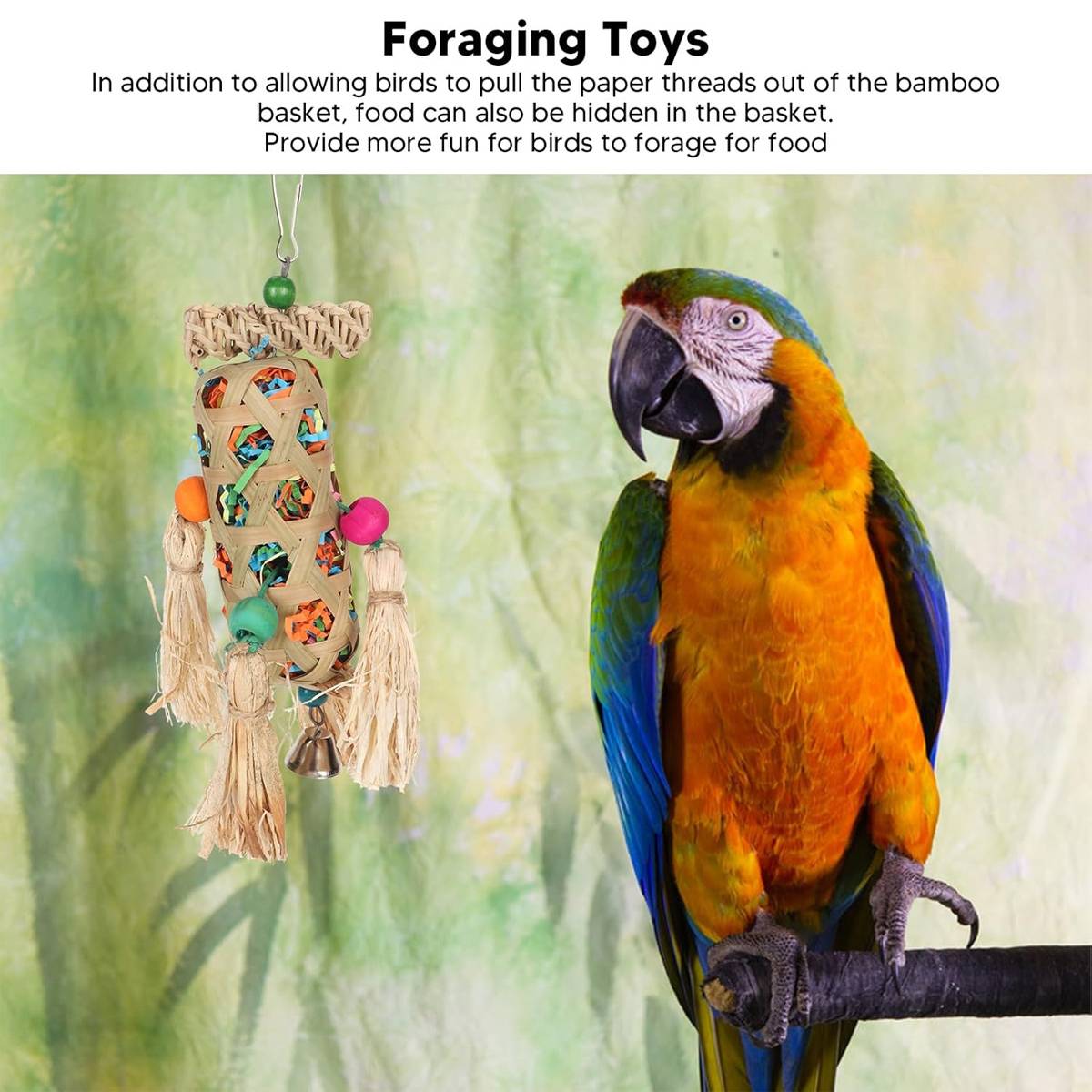 Natural Foraging Bird Chew Toy | Hanging Cage Accessory for Parrots