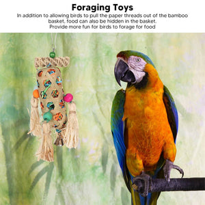 Natural Foraging Bird Chew Toy | Hanging Cage Accessory for Parrots