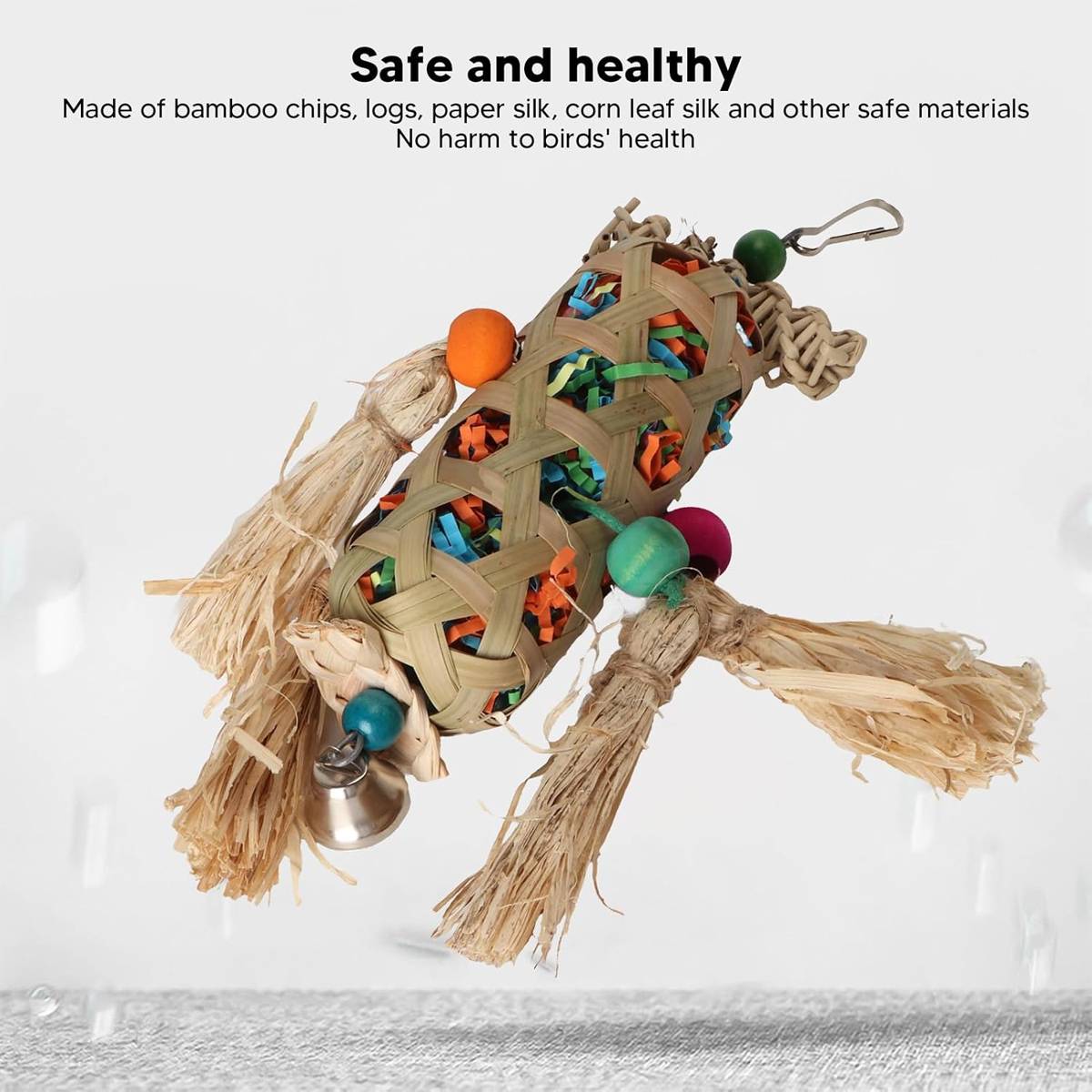 Natural Foraging Bird Chew Toy | Hanging Cage Accessory for Parrots