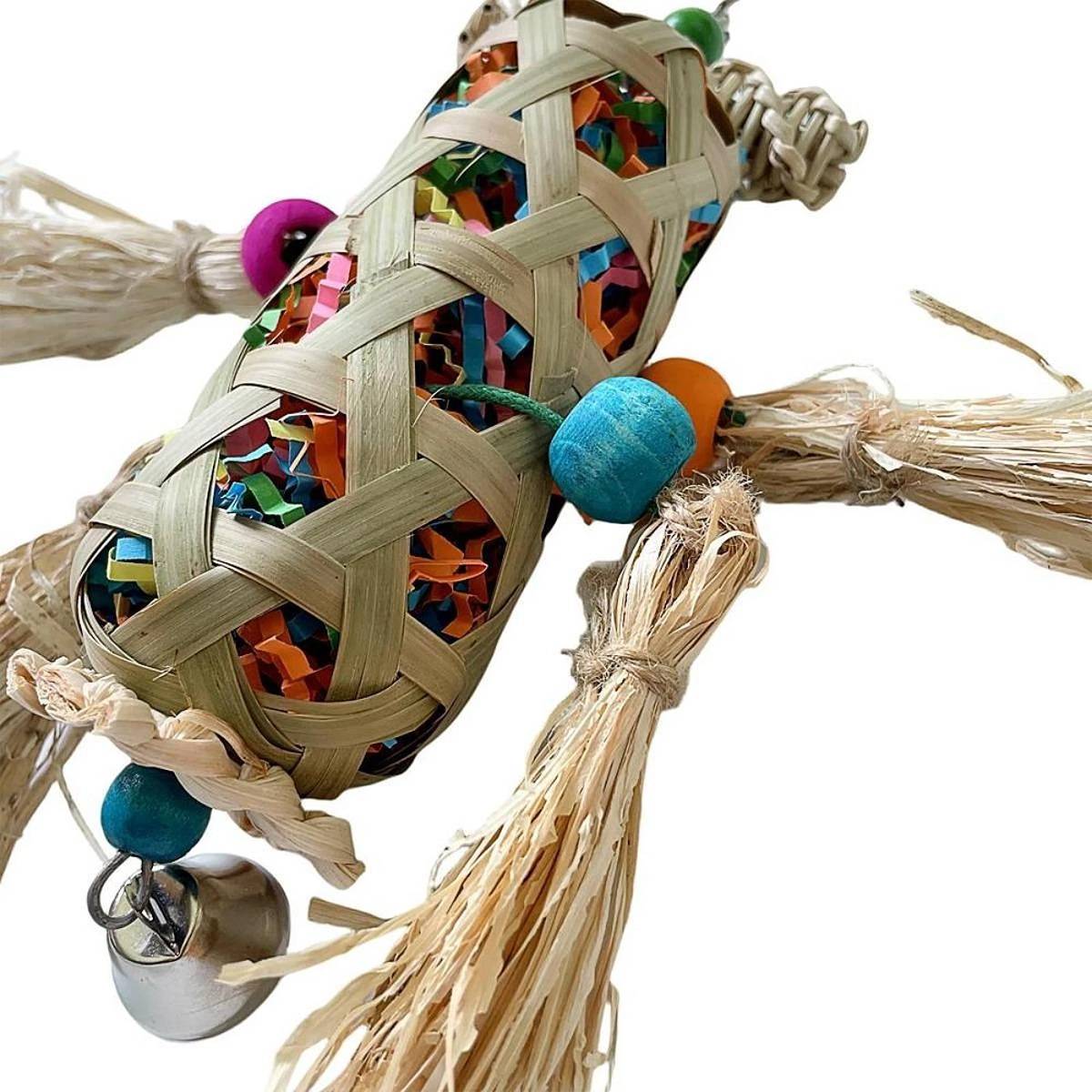Natural Foraging Bird Chew Toy | Hanging Cage Accessory for Parrots