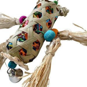 Natural Foraging Bird Chew Toy | Hanging Cage Accessory for Parrots