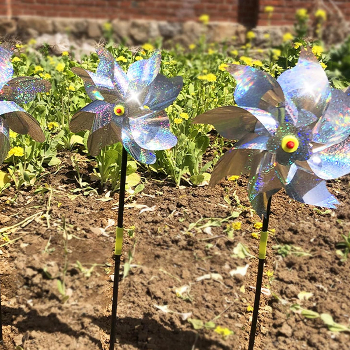 Reflective Windmill Bird Repellent 10PCS Garden Pest Deterrent Pinwheels