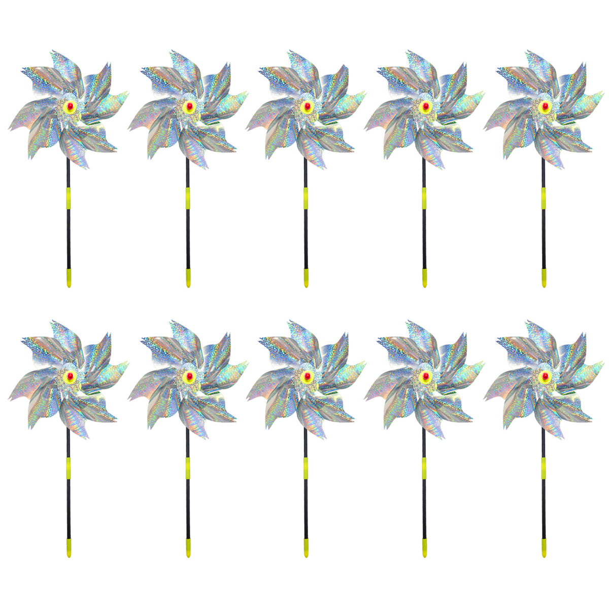 Reflective Windmill Bird Repellent 10PCS Garden Pest Deterrent Pinwheels