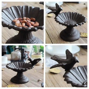 Cast Iron Petal Bird Feeder Bowl for Garden Décor
