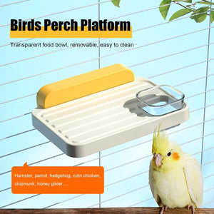 Multi-Functional Parrot Station Pole with Food Box and Swing