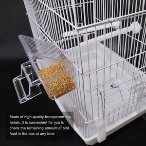 Transparent Plastic Birdcage Food Water Cup Anti-Splash Feeder Bowl