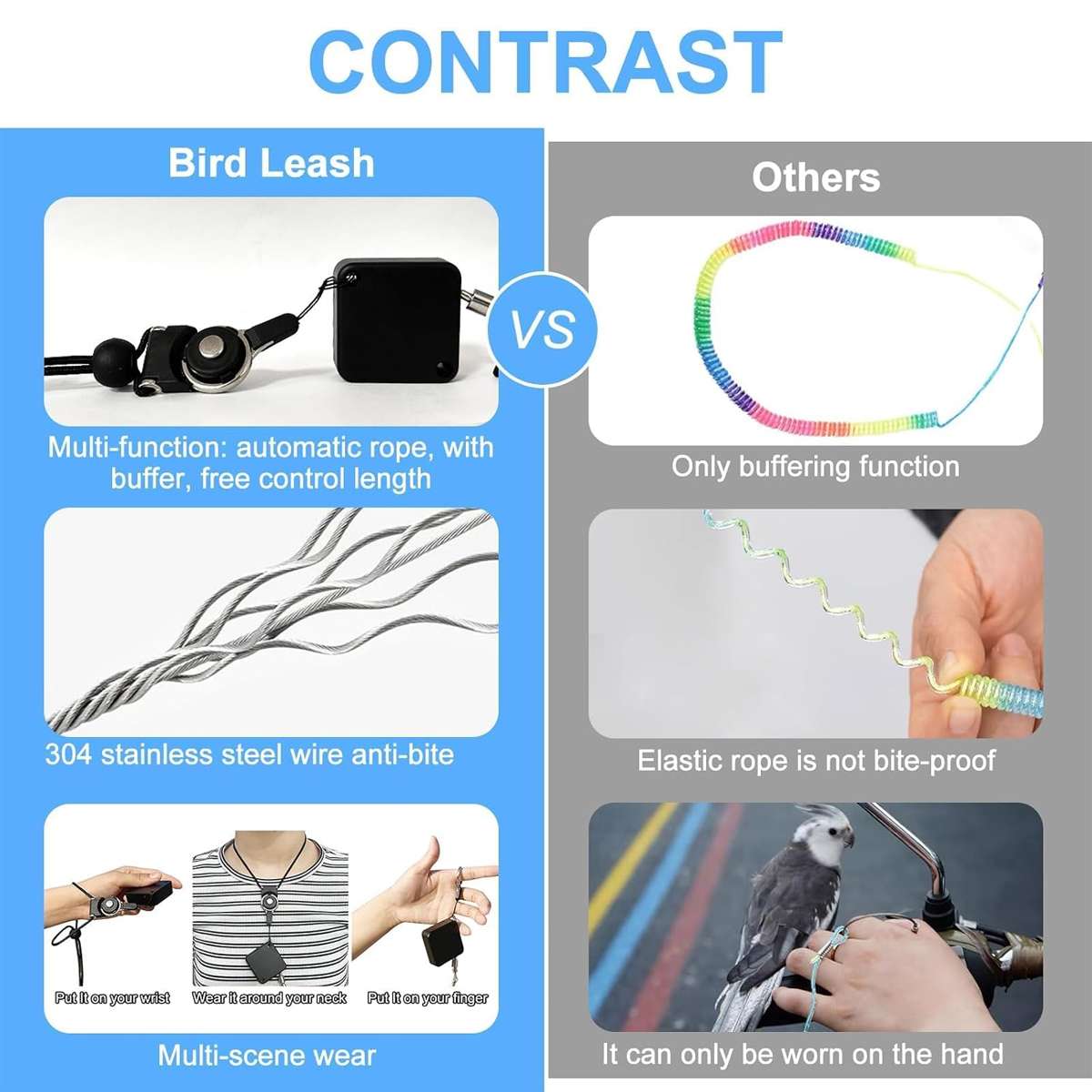 Parrot Foot Leash - Retractable Bird Flight Training Set