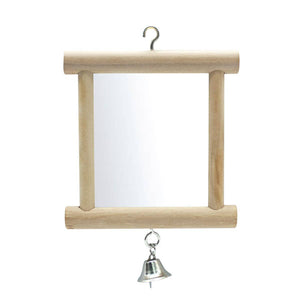 Wooden Bird Mirror Toy with Bell - Image 3