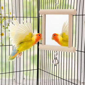 Wooden Bird Mirror Toy with Bell - Image 13