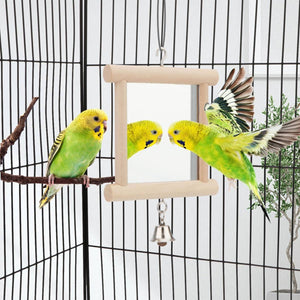 Wooden Bird Mirror Toy with Bell - Image 14