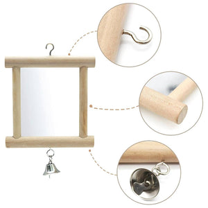 Wooden Bird Mirror Toy with Bell - Image 9