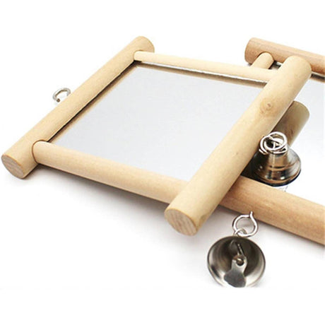 Wooden Bird Mirror Toy with Bell - Image 11