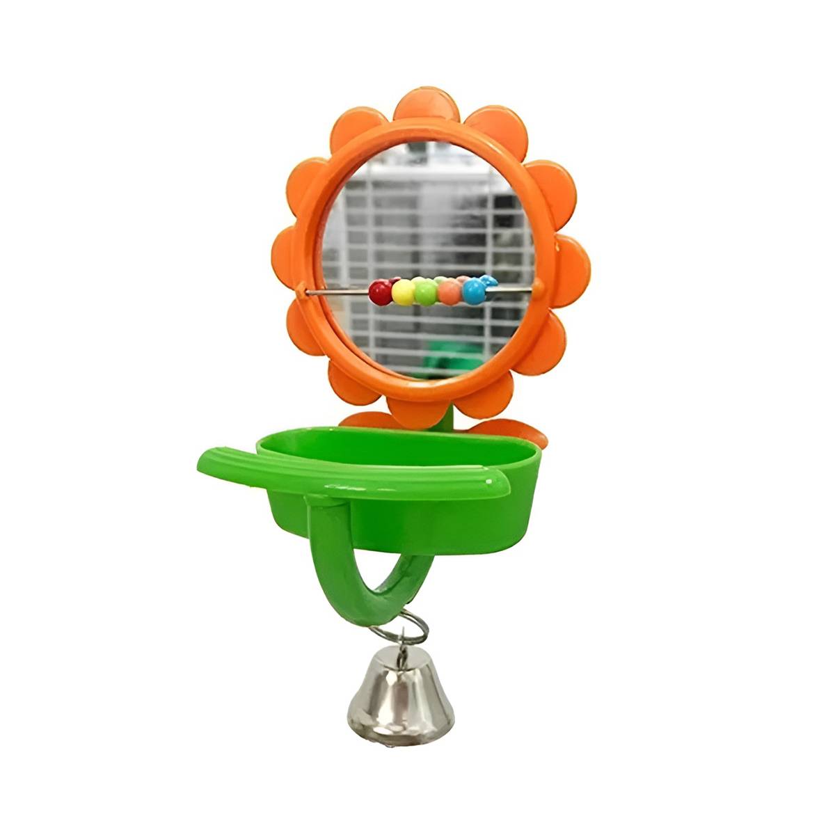 Bird Mirror Toy with Bell & Feeder Cup | Interactive Cage Accessory