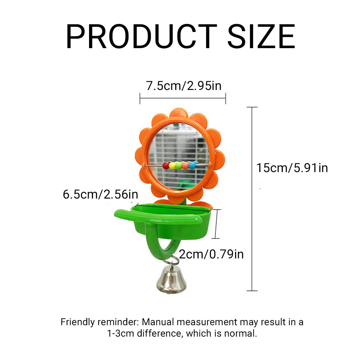 Bird Mirror Toy with Bell & Feeder Cup | Interactive Cage Accessory