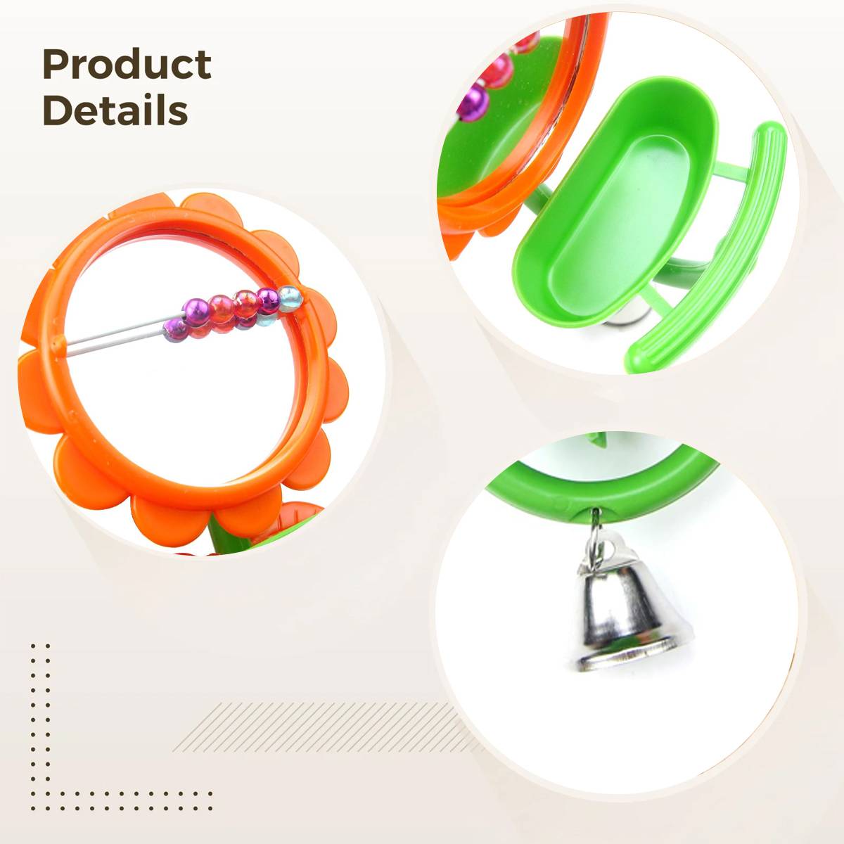 Bird Mirror Toy with Bell & Feeder Cup | Interactive Cage Accessory