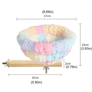 Soft Plush Bird Nest with Wooden Perch Cozy Cage Bed for Small Birds