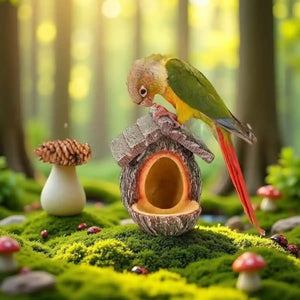 Resin Bird Feeder Bird Nest Pendant Handmade Tree Trunk Garden Decor