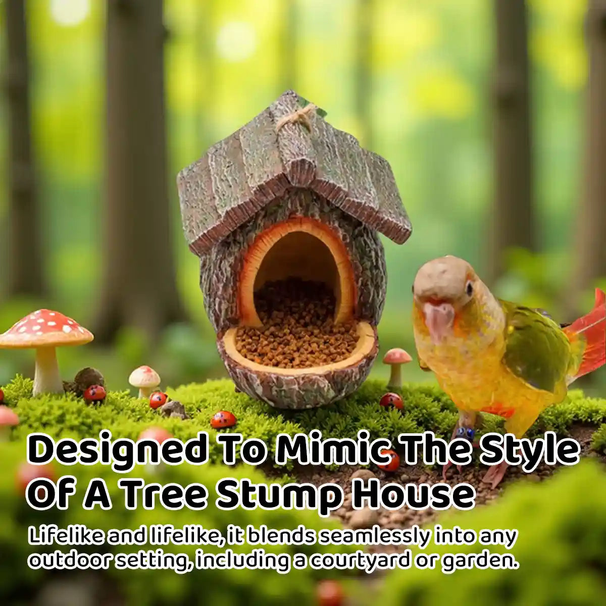 Resin Bird Feeder Bird Nest Pendant Handmade Tree Trunk Garden Decor