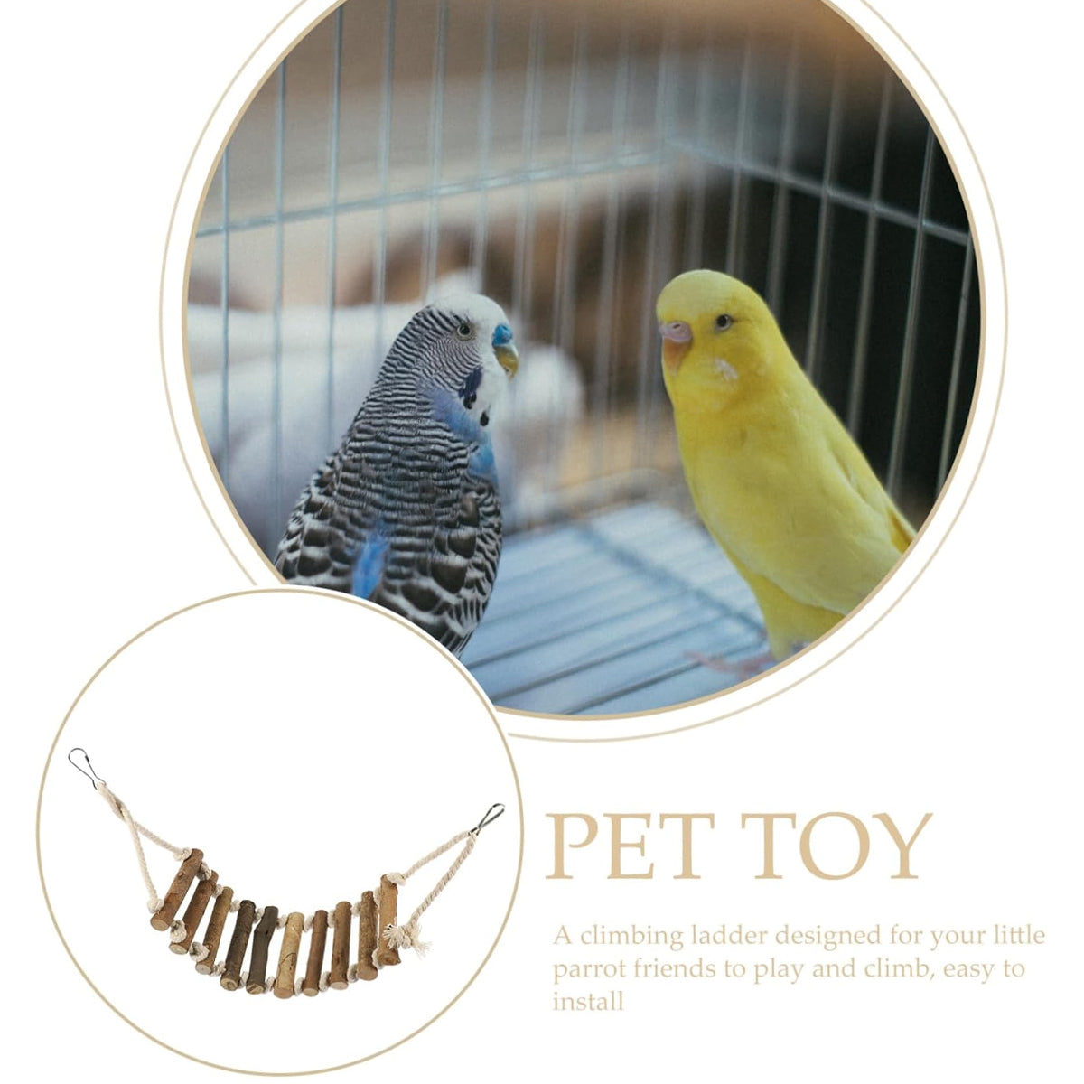 Wooden Parrot Ladder Toy 2PCS Hanging Bridge for Birds Cage