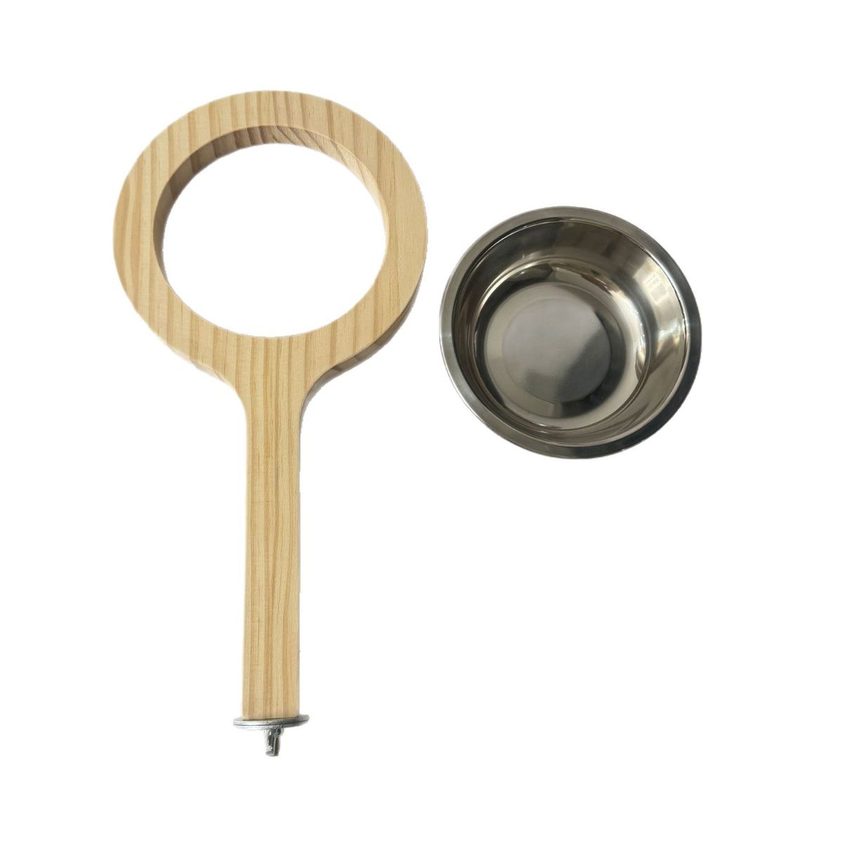 2 Pcs Wood Bird Feeder with Stainless Bowl