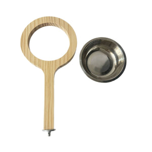 2 Pcs Wood Bird Feeder with Stainless Bowl