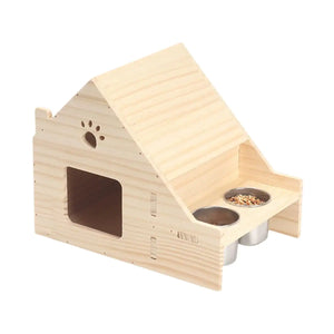 Multifunctional Wooden Bird House Villa with Feeder Natural Nesting Box