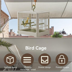 Portable Bird Cage with Tray & Hook Travel Cage for Small Birds