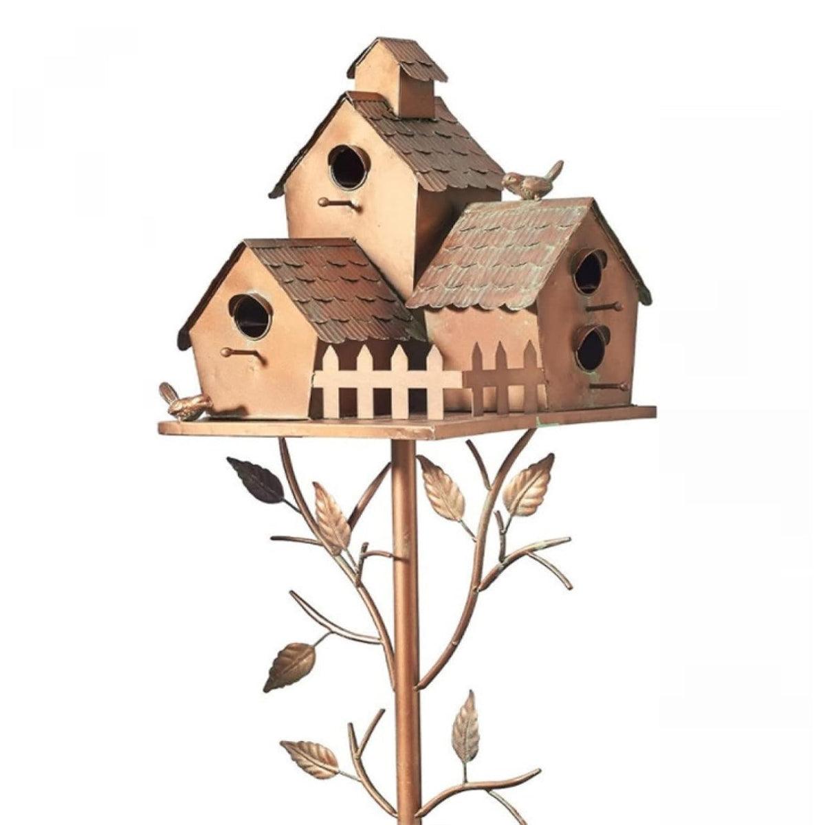 Outdoor Iron Birdhouse GardenStakes Bird House Metal Crafts Pastoral Plug-in
