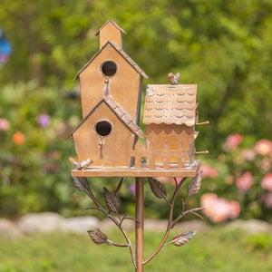 Outdoor Iron Birdhouse GardenStakes Bird House Metal Crafts Pastoral Plug-in