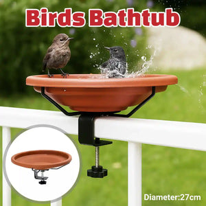 Adjustable Clamp-On Bird Bath Bowl 27cm Hanging Water Dish for Outdoor Use