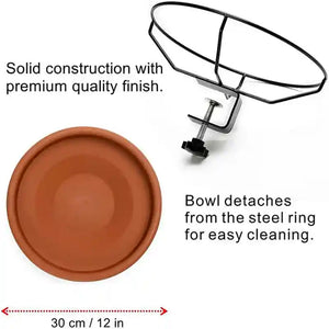 Adjustable Clamp-On Bird Bath Bowl 27cm Hanging Water Dish for Outdoor Use