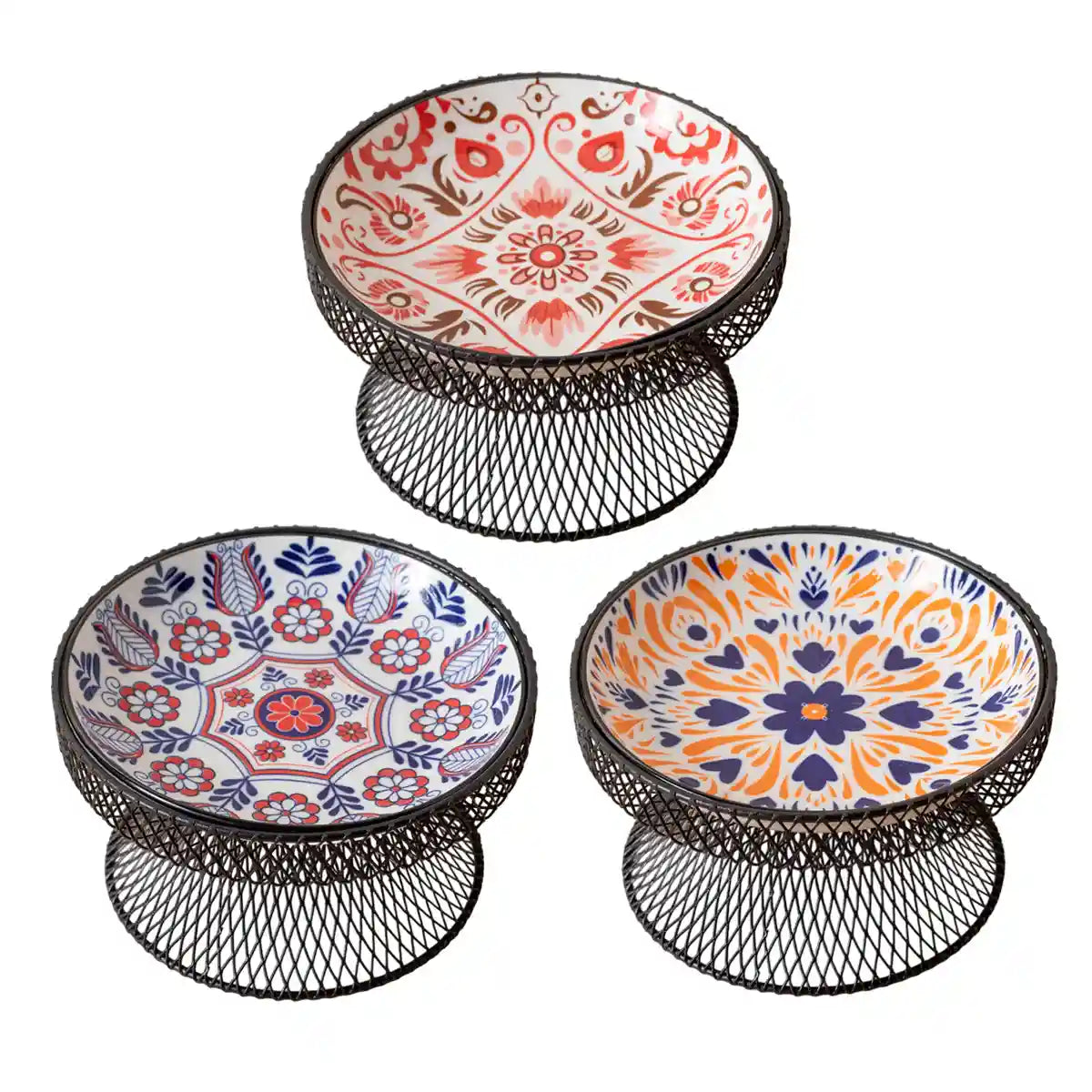 Bohemian Ceramic Cat Bowl