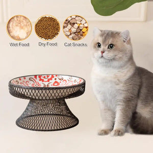 Bohemian Ceramic Cat Bowl